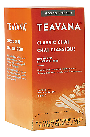 Teavana Classic Chai Black Tea Bags, 0.07 Oz, Box Of 24