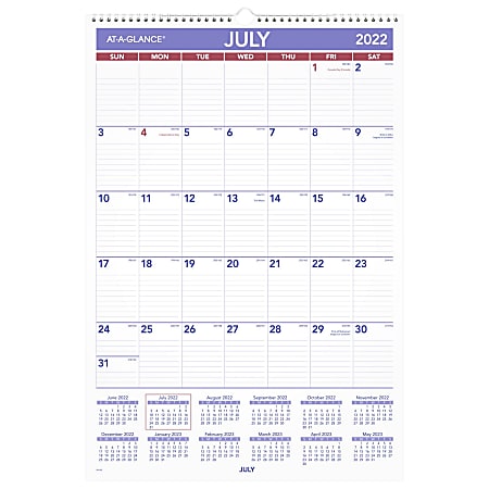 AT-A-GLANCE® Academic Monthly Wall Calendar, 22-3/4” x 15-1/2”, July 2022 To June 2023, AY328