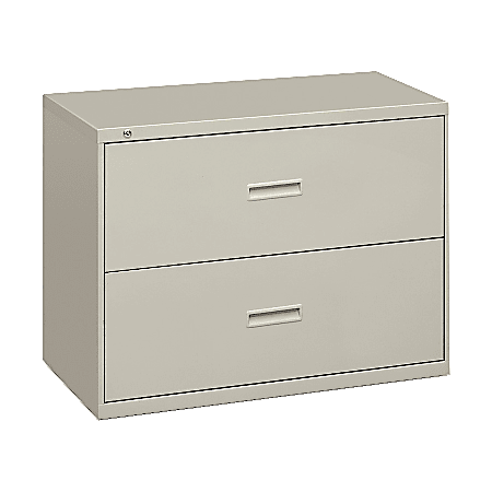 basyx by HON® 400 36"W Lateral 2-Drawer File Cabinet, Metal, Light Gray