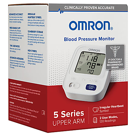 Omron 10 Series Wireless Upper Arm Blood Pressure Monitor For Blood  Pressure Irregular Heartbeat Detection Hypertension Indicator Bluetooth  Connectivity Memory Storage Easy to read Display LCD Display Backlit  Digital Display - Office Depot