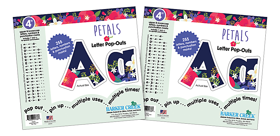 Barker Creek Letter Pop-Outs, 4", Petals, 255 Characters