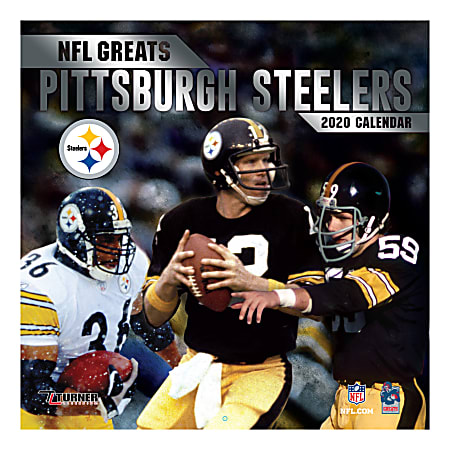 Turner Licensing Monthly Wall Calendar, 12" x 12", Pittsburgh Steelers NFL Greats, 2020