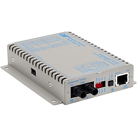 Omnitron iConverter T1/E1 Fiber Media Converter RJ48 ST Multimode 5km - 1x T1/E1; 1x ST Multimode; Wall-Mount Standalone; Univ. AC Powered - 8700-0-E