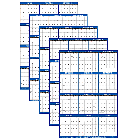 2024-2025 SwiftGlimpse Academic Daily/Yearly Wall Calendar, 24" x 36". Navy, July 2024 To June 2025, SG2024ACANAV