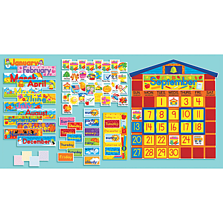 Scholastic Teacher Resources All-In-One Schoolhouse Calendar Bulletin Board Sets, Pack Of 2 Sets