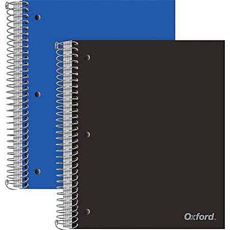 Oxford 5-Subject Wire-Bound Notebook - 5 Subject(s) - 200 Sheets - Wire Bound - College Ruled Red Margin - 3 Hole(s) - 9" x 11" - 0.6" x 9"11" - Assorted Cover - 2 / Pack
