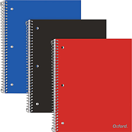 Oxford® Spiralbound Poly Notebooks, 8 1/2" x 10 1/2", 1 Subject, 100 Sheets, Assorted Colors, Pack Of 3