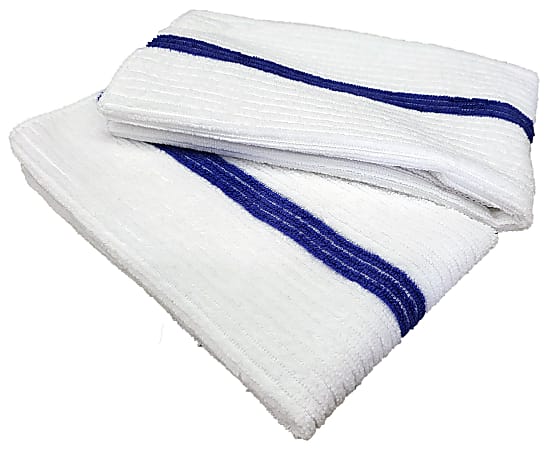 Pro-Clean Basics Microfiber Bar Mop Towels, 15" x 18", White/Blue, Pallet Of 2,700 Towels