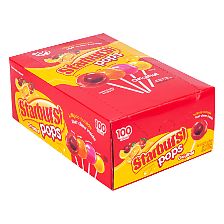 Starburst Pops Fruit Chew-Filled Lollipops Variety Pack, 0.6 Oz, Pack Of 100 Lollipops