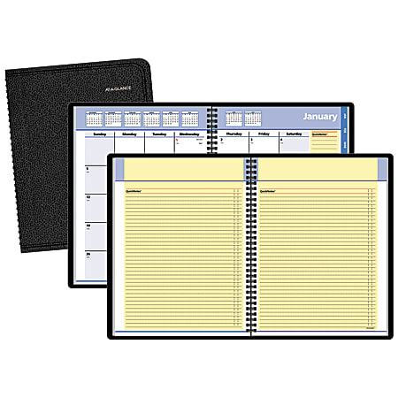 QuickNotes® Monthly Self-Management System, 8 1/4" x 10 7/8", Black, January-December 2017