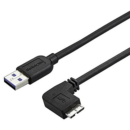 StarTech.com 1m 3 ft Slim Micro USB 3.0 Cable - M/M - USB 3.0 A to Right-Angle Micro USB - USB 3.1 Gen 1 (5 Gbps) - 3.28 ft USB Data Transfer Cable