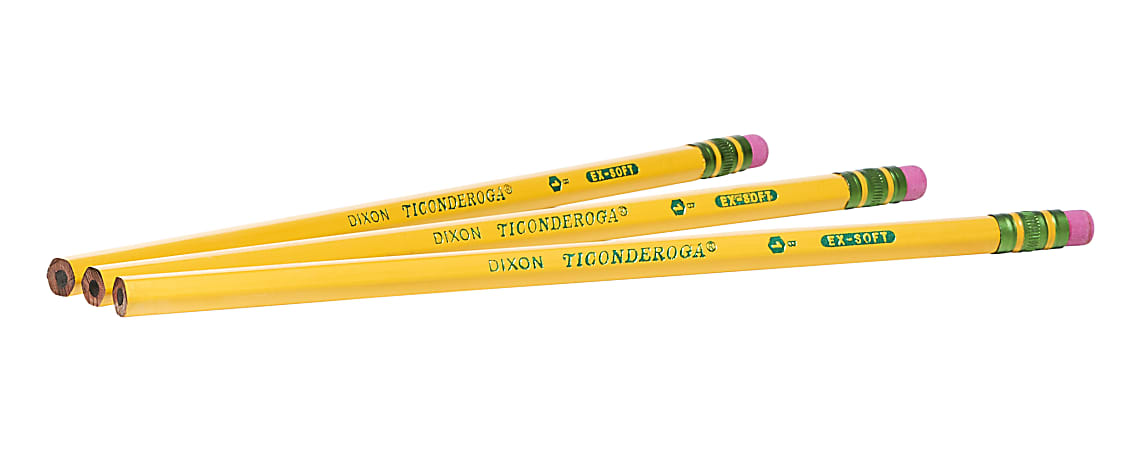 B #1 Dixon Ticonderoga Woodcase Pencil Yellow Barrel Satin Smooth Finish Dozen 