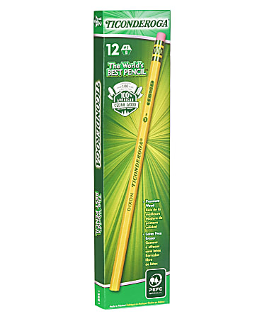 Ticonderoga® Wood Case #1 Pencils, B Extra-Soft Lead, Yellow Barrel, Box Of 12