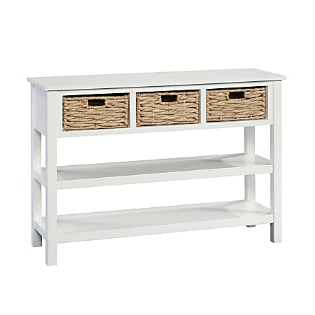 Sauder® Cottage Road Console Table With Wicker Baskets, 3 Fixed Shelves, White