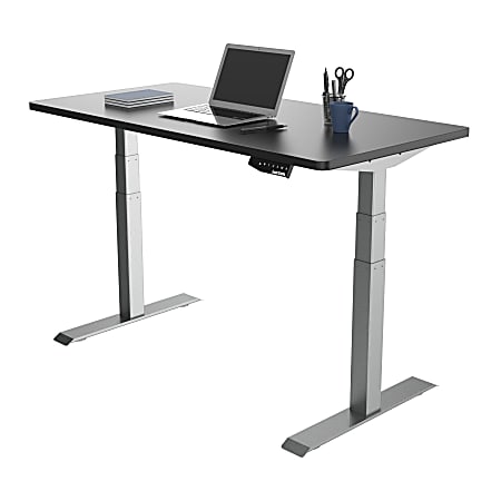 Loctek Electric Height-Adjustable Stand-Up Desk With Anti-Collision Safety Feature, Gray/Black
