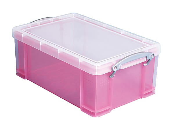 Really Useful Box® Plastic Storage Container With Built-In Handles And Snap Lid, 9 Liters, 10 1/4" x 14 1/2" x 6", Assorted Colors
