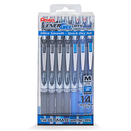 Pentel® EnerGel™ RTX Retractable Liquid Gel Pens, 14pk, Medium Point, 0.7mm, Assorted