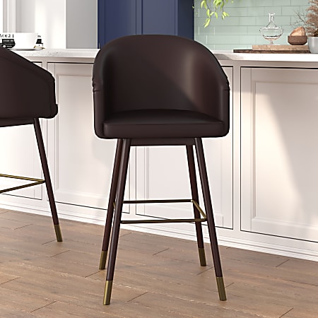 Flash Furniture Margo Commercial-Grade Mid-Back Modern Bar Stool, Brown/Walnut