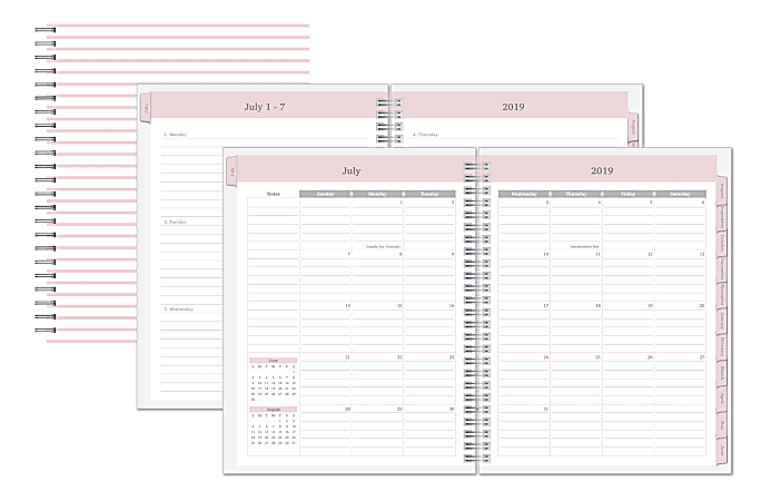 Office Depot® Brand Weekly/Monthly Academic Planner, 8-1/2" x 11", Soft Stripes, July 2019 to June 2020