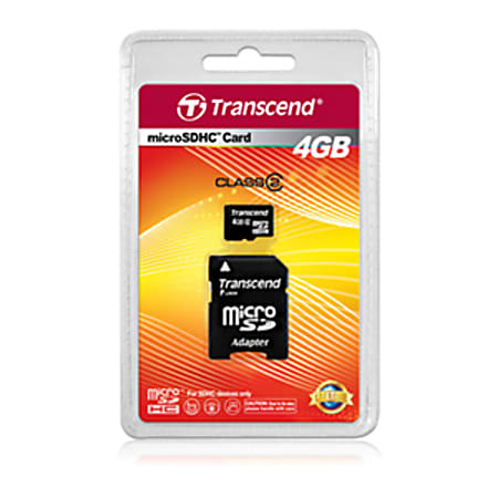 Transcend 4GB microSD High Capacity (microSDHC) Card - Class 2 - 4 GB