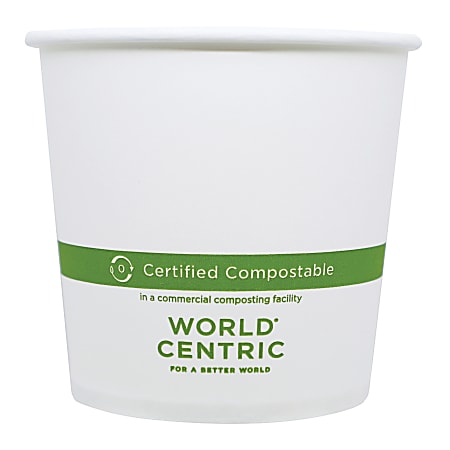 World Centric® Paper Bowls, 24 oz, 4.4" Diameter x 4.4" h, White, 500/Carton