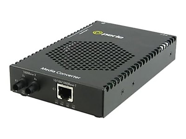 Perle S-1110PP-S2ST160 - Fiber media converter - GigE - 10Base-T, 1000Base-ZX, 100Base-TX, 1000Base-T - ST single-mode / RJ-45 - up to 99.4 miles - 1550 nm