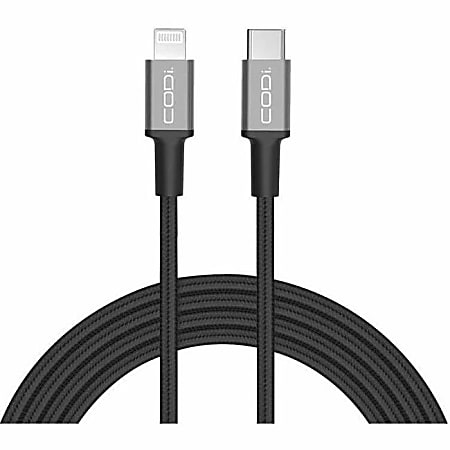 CODi 6ft Braided Nylon USB-C to MFI Lightning Charge &amp; Sync Cable - Durable braided nylon cable
