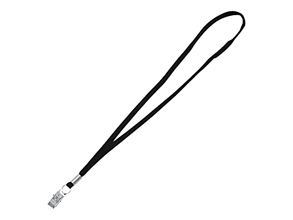Advantus Flat Clip Lanyard - 36" Length - Black - Woven, Metal - 100 / Box