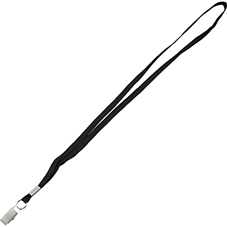 Advantus Flat Clip Lanyard - 100 / Box - 36" Length - Black - Woven, Metal