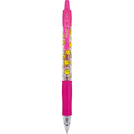 Pilot G2 | SmileyWorld Gel Pen, Fine Point, 0.7mm, Pink Ink, Single Pen