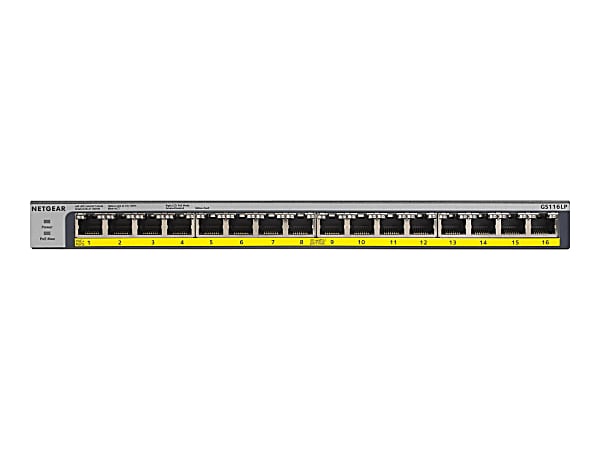 Netgear 16-Port 76W PoE/PoE+ Gigabit Ethernet Unmanaged Switch - 16 Ports - 2 Layer Supported - Twisted Pair - Wall Mountable, Rack-mountable, Desktop - Lifetime Limited Warranty