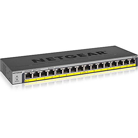 NETGEAR GS116PP - Switch - unmanaged - 16 x 10/100/1000 (PoE+) - desktop, rack-mountable, wall-mountable - PoE+ (183 W)