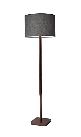 Adesso® Ellis Floor Lamp, 58 1/2"H, Dark Gray Shade/Walnut Base