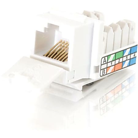 C2G 90° Cat5E RJ45 UTP Keystone Jack - White - RJ-45, 110-punchdown