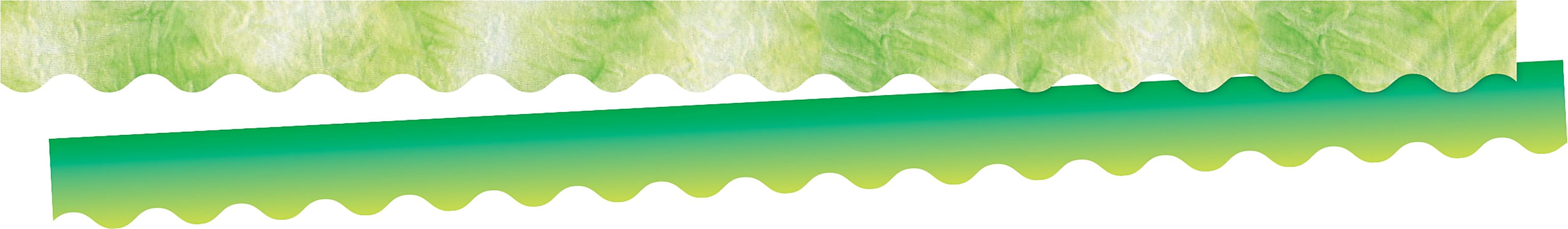 Barker Creek Double-Sided Scalloped Edge Borders, 2-1/4" x 36, Lime Tie-Dye And Ombré, Pack Of 13 Borders