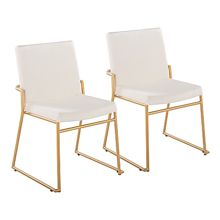 LumiSource Dutchess Contemporary Dining Chairs, Cream/Gold, Set Of 2 Chairs