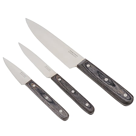Martha Stewart Everyday 3-Piece Stainless Steel Knife Set, Dark Gray