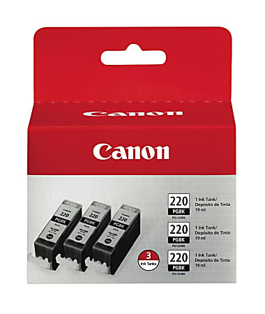 Canon® PGI-220 Black Ink Cartridges, Pack Of 3, 2945B004