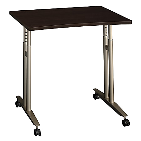Bush Business Furniture Series C 36" Wide Adjustable Height Mobile Table, Mocha Cherry, Standard Delivery