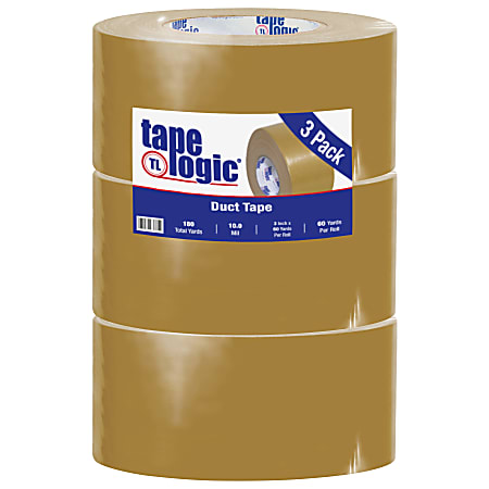 Tape Logic® Color Duct Tape, 3" Core, 3" x 180', Beige, Case Of 3
