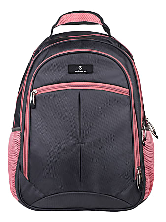 Volkano Orthopedic Backpack With 15.6" Laptop Compartment, Gray/Pink