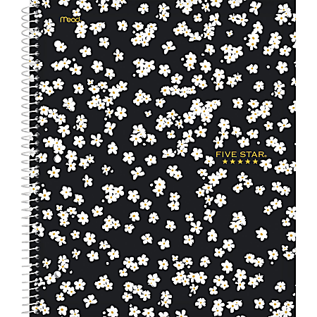 Five Star® Style Wirebound Notebook Plus Study App, 1 Subject, College Ruled, 8-1/2" x 11", Petite Daisies