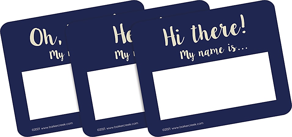 Barker Creek Self-Adhesive Name Tags, 2-3/4 x 3-1/2", Oh Hello!, Pack Of 45 Tags