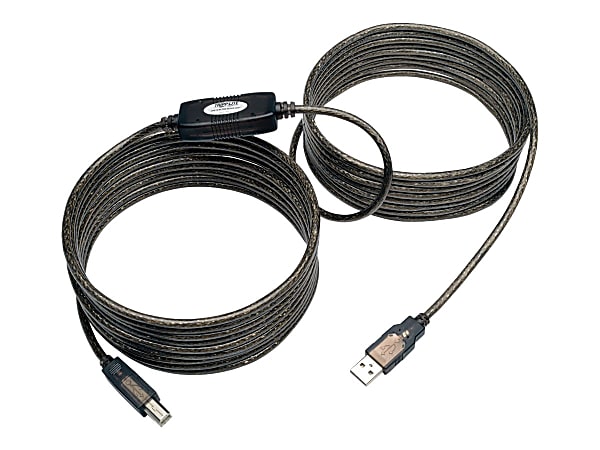 Tripp Lite 25ft USB 2.0 Hi-Speed Active Repeater Cable USB-A to USB-B M/M 25' - USB cable - USB Type B (M) to USB (M) - USB 2.0 - 25 ft - active - silver