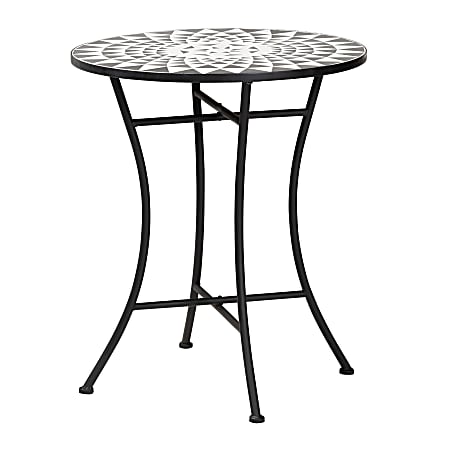 Baxton Studio Callison Modern And Contemporary Outdoor Dining Table, 28”H x 24”W x 24”D, Black/Multicolor
