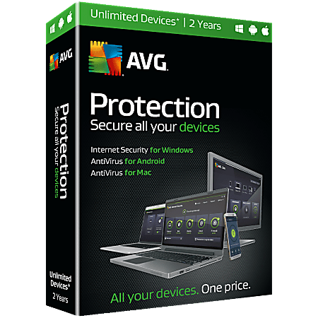 AVG Protection, 2-Year Subscription, For PC, Apple® Mac® And Android, Traditional Disc