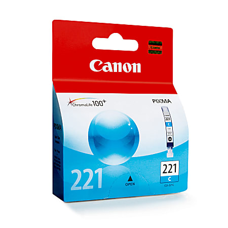 Canon® CLI-221C ChromaLife 100+ Cyan Ink Tank, 2947B001