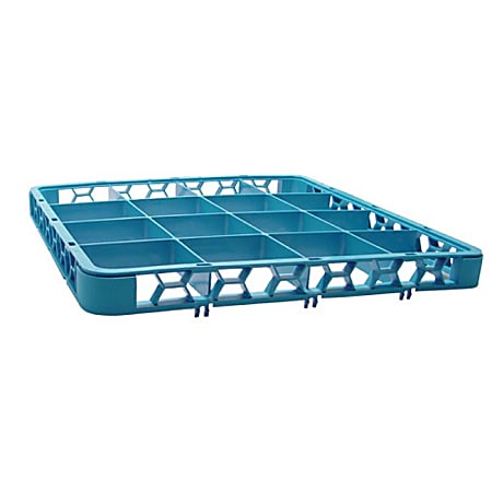 Carlisle OptiClean 16-Compartment Glass Rack Extender, 1-7/9"H x 19-3/4"W x 19-3/4"W, Blue
