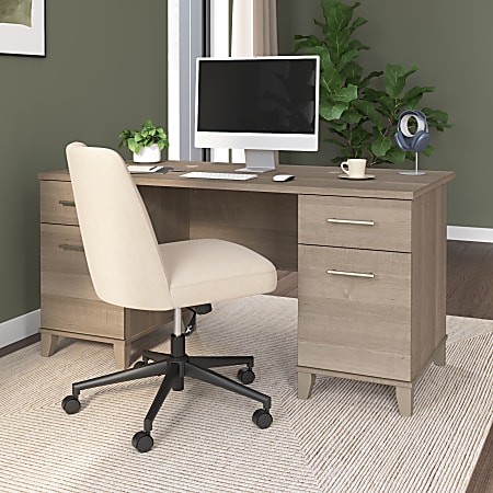 Bush Home Somerset 60"W Office Computer Desk With Drawers, Ash Gray, Standard Delivery
