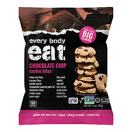 Every Body Eat Chocolate Chip Cookie Bites, 1.1 Oz, Total Qty 20